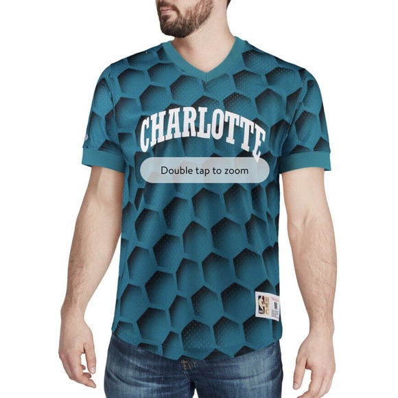 Mitchell & Ness Men’s Teal Charlotte Hornets Shooting Jersey Shirt Medium - Picture 6 of 9